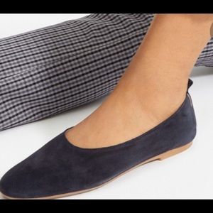Everlane Navy Suede Flats Retired Color
